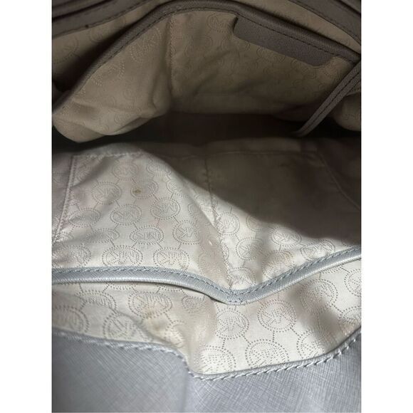 MICHAEL KORS HAMILTON LARGE PEARL GRAY LEATHER SILVER LOCK NS TOTE BAG SEE NOTES - Picture 10 of 15